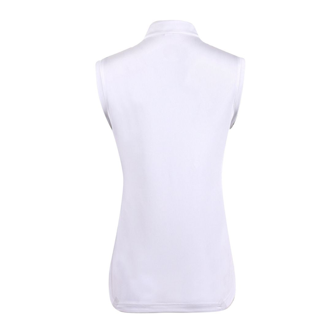 Sleeveless Polo with Stand-up collar.