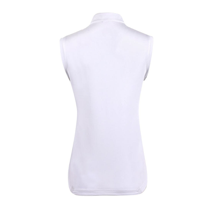 Sleeveless Polo with Stand-up collar.