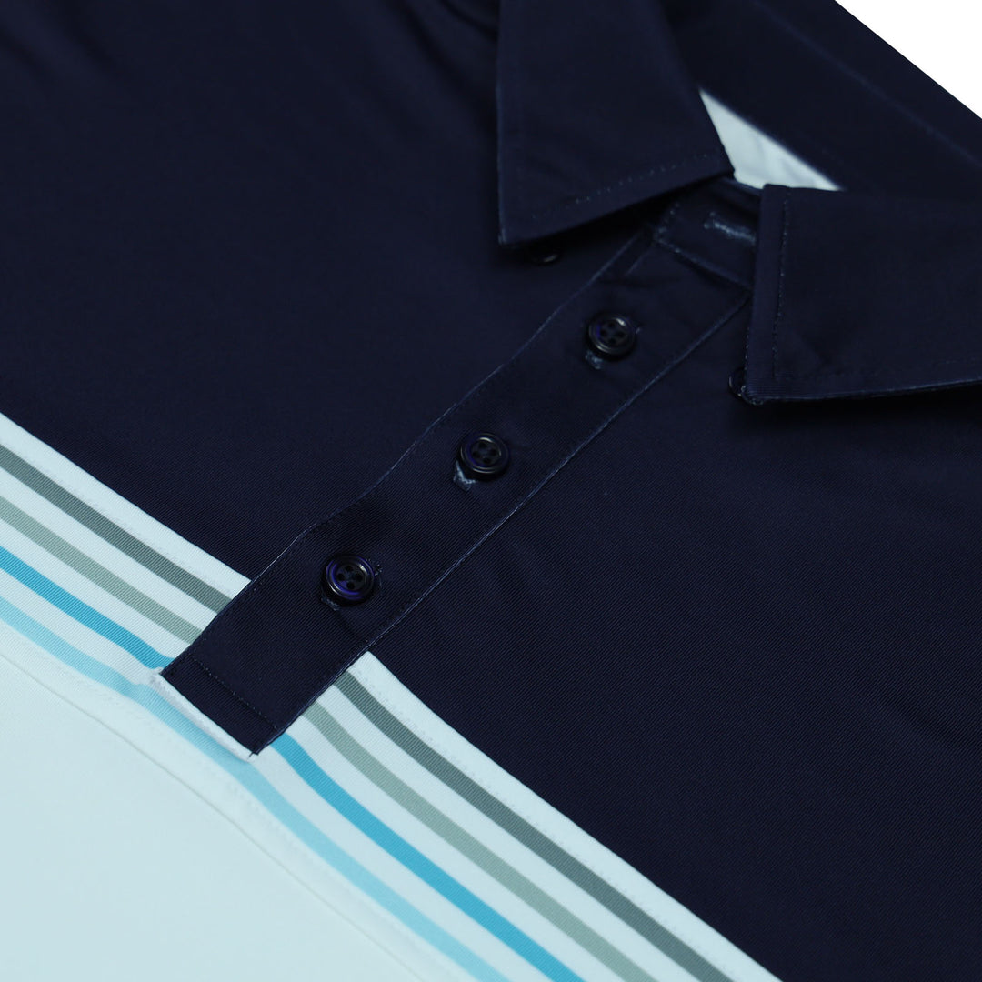 White-Navy with Stripe Polo Shirt