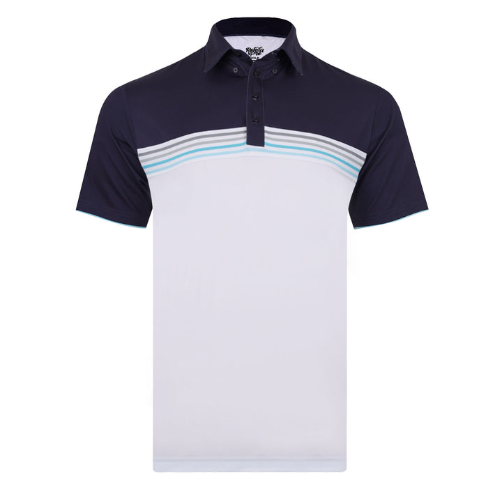 White-Navy with Stripe Polo Shirt
