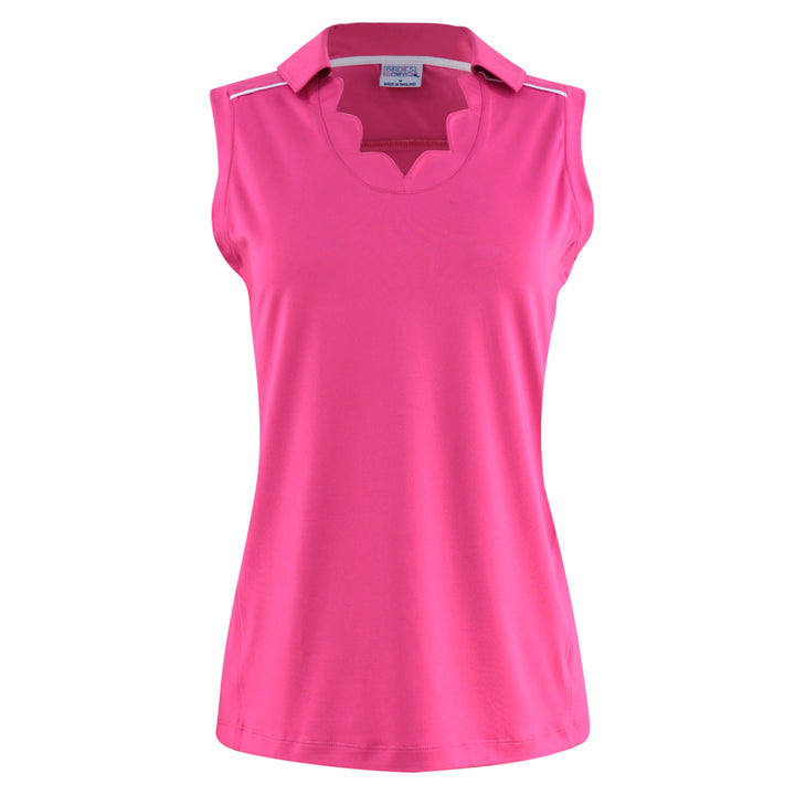 Scallop neck sleeveless polo